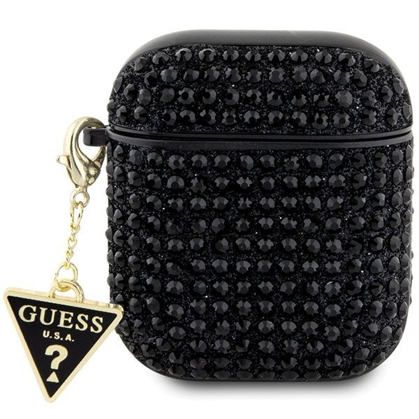 Guess GUA2HDGTPK AirPods 1/2 cover czarny/black Rhinestone Triangle Charm