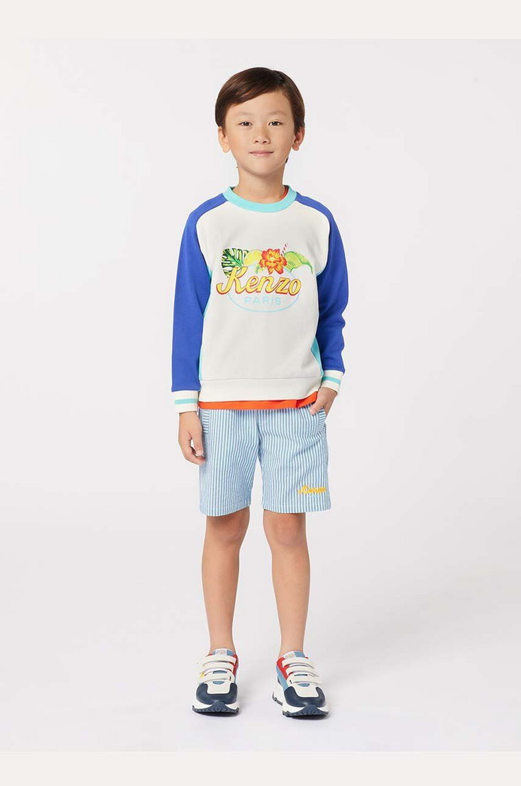 Kenzo Kids bluza bawełniana dziecięca kolor niebieski wzorzysta