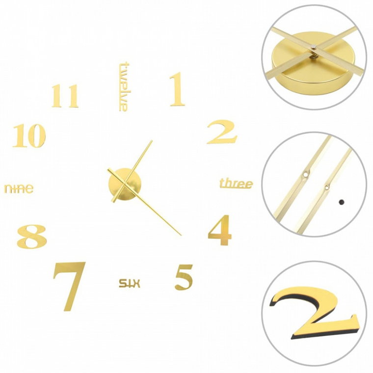 Zegar ścienny 3D, nowoczesny design, 100 cm, XXL, złoty kod: V-50638