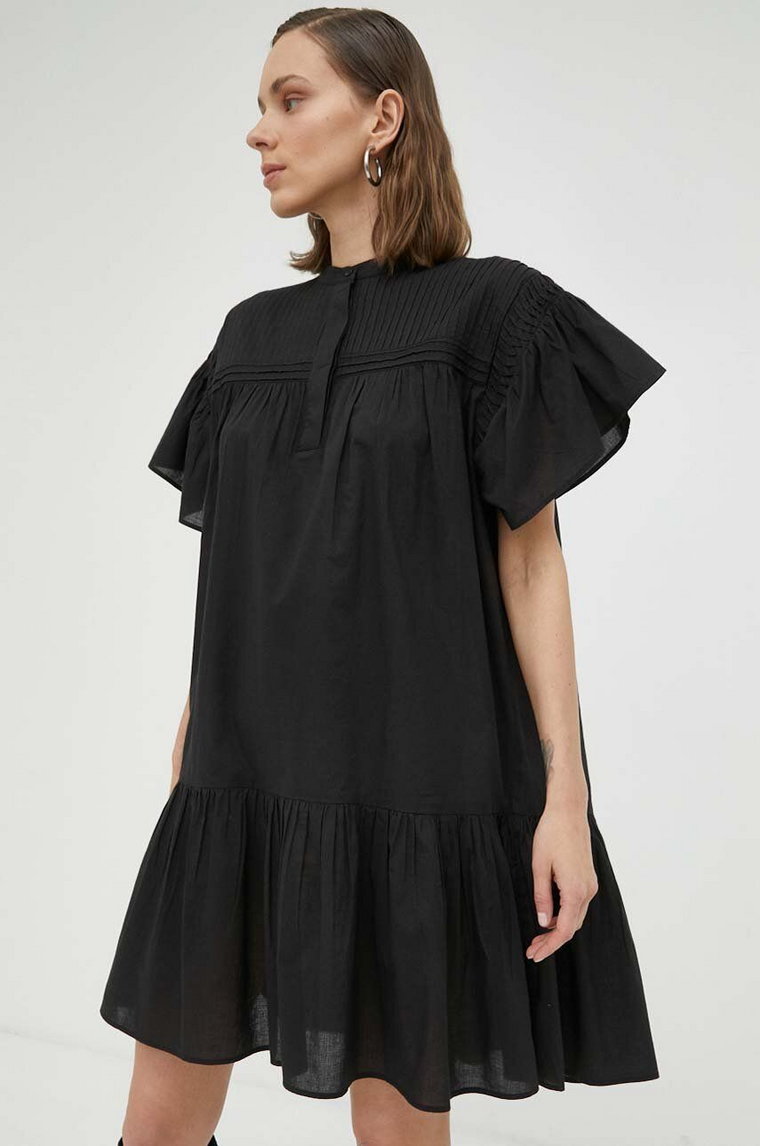 2NDDAY sukienka bawełniana kolor czarny mini rozkloszowana