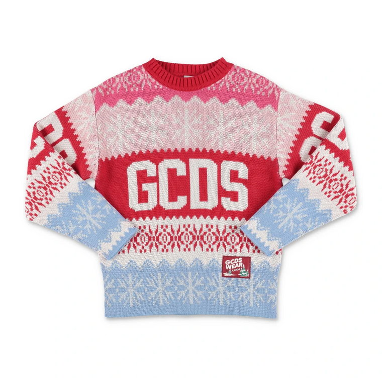 Pink with contrasting panels cotton Gcds knit jumper Gcds