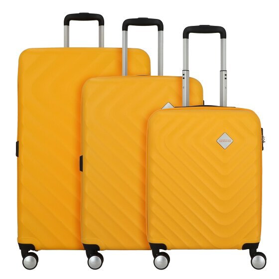 American Tourister Summer Square 4 kółka Zestaw walizek 3-części z plisą rozprężną sunshine yellow