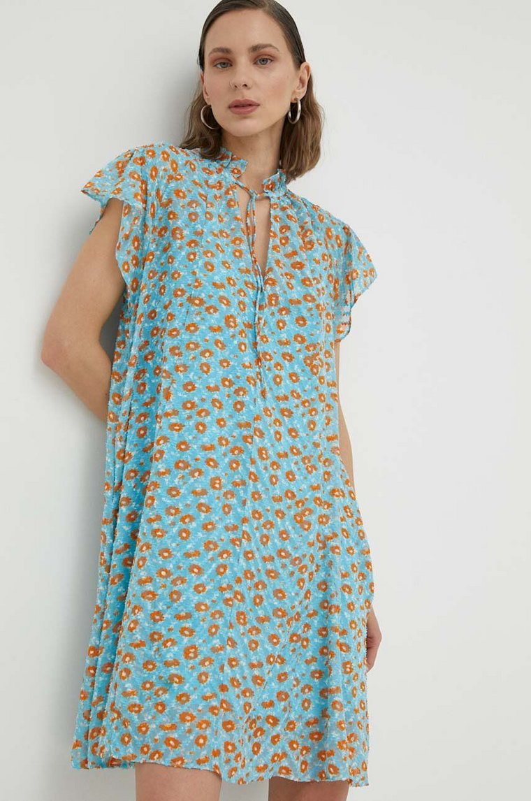 Samsoe Samsoe sukienka kolor niebieski mini rozkloszowana