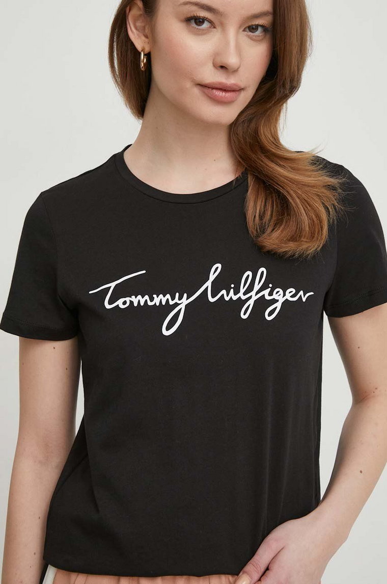 Tommy Hilfiger t-shirt bawełniany damski kolor czarny WW0WW41674