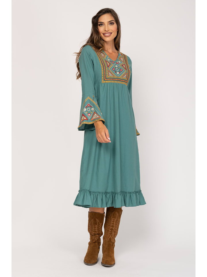 Peace & Love Sukienka w kolorze turkusowym