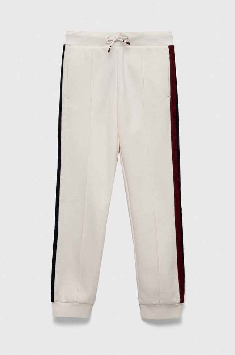 Tommy Hilfiger spodnie dresowe dziecięce kolor biały z aplikacją