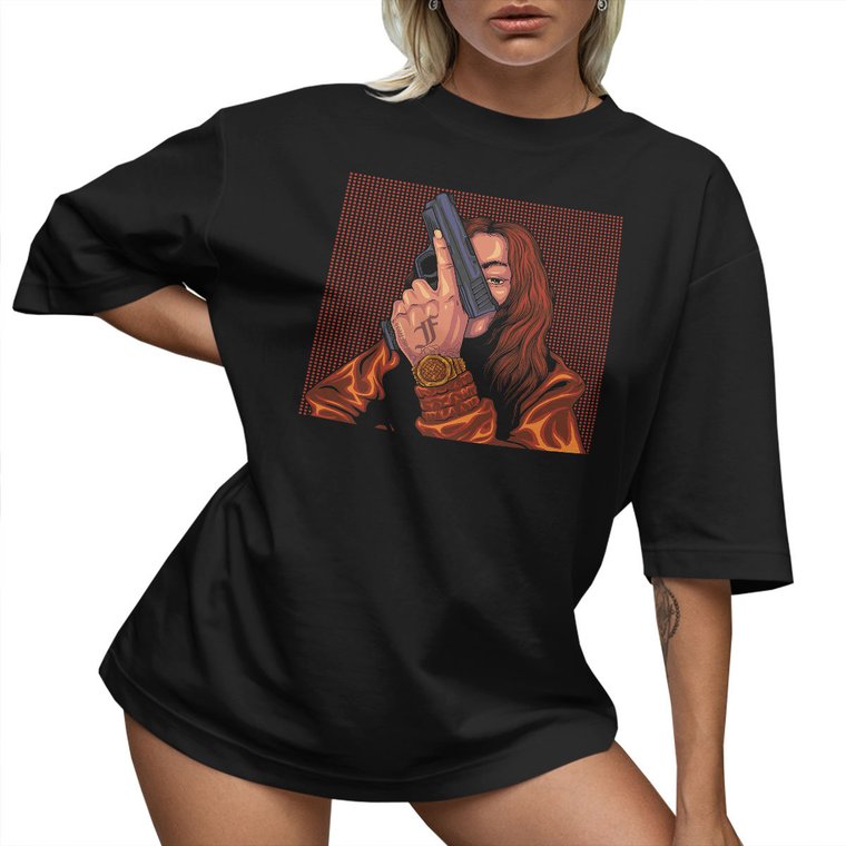 T-SHIRT OVERSIZE LUNA KOSZULKA GUN AESTHETIC XXXL SUKIENKA JAKO