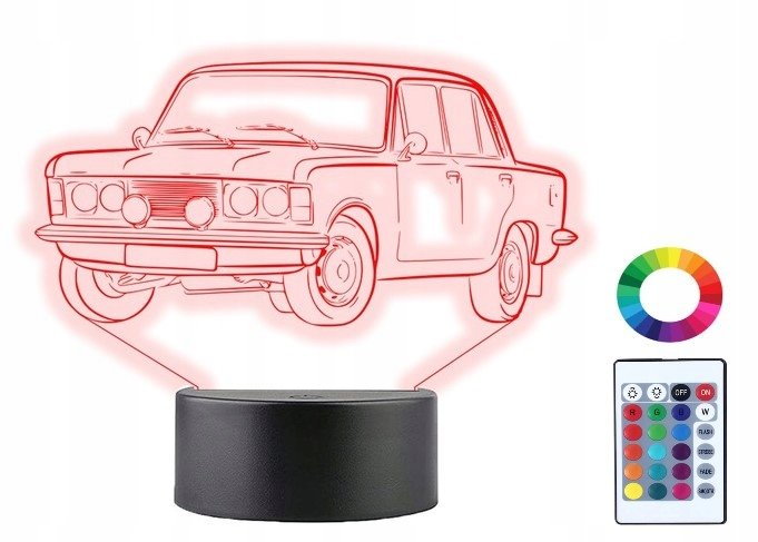 Lampka Nocna 3D Led Duży Fiat 125P Grawer Prezent