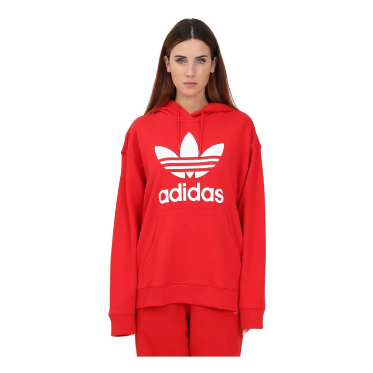 Czerwony Damski Sweter, Luźny Fason, Jesień Zima Adidas Originals