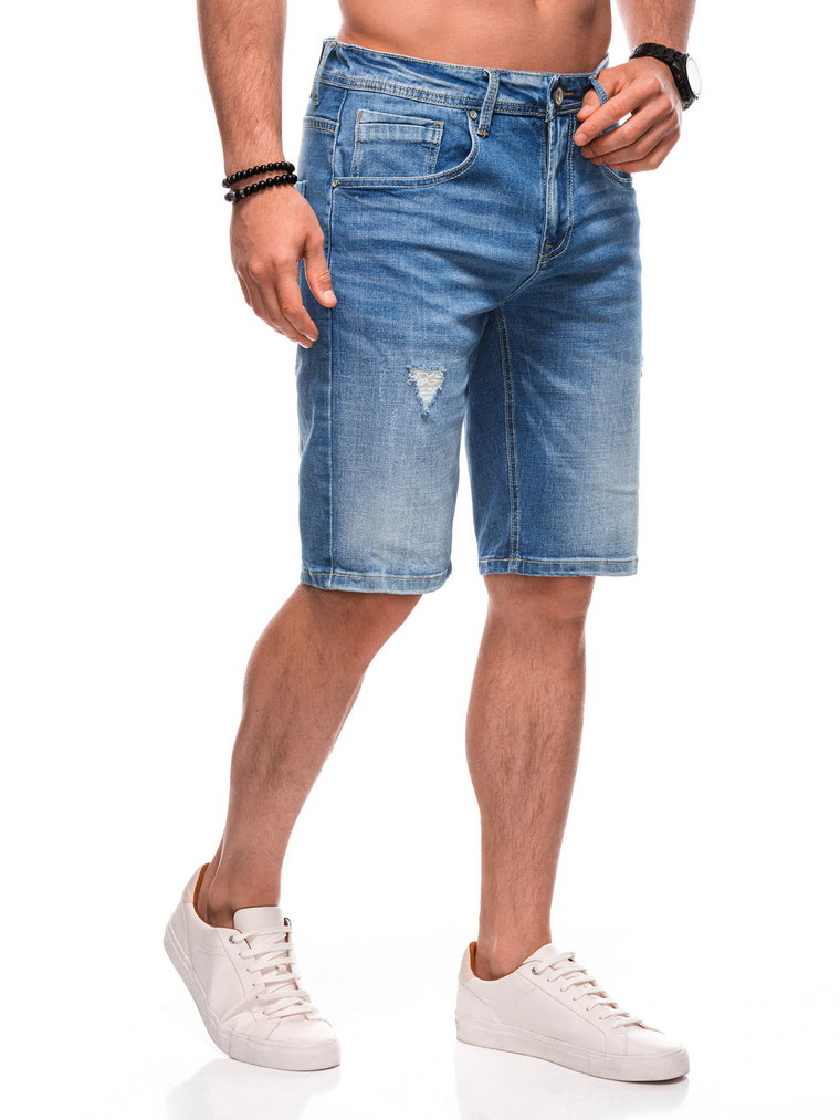 Krótkie spodenki męskie jeansowe W508 - niebieskie