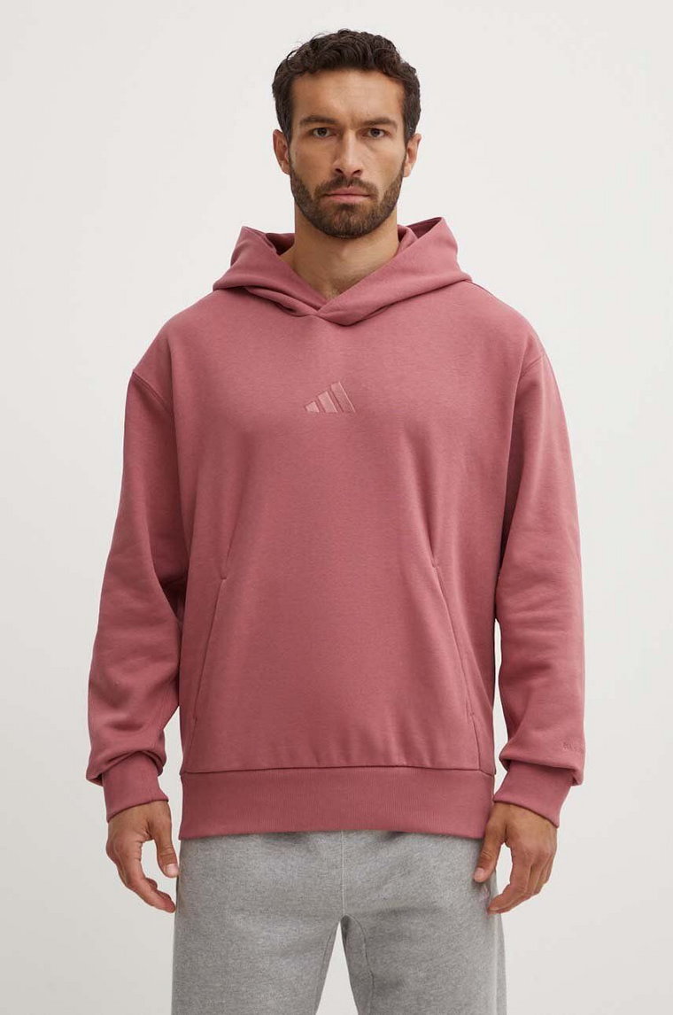 adidas bluza All SZN męska kolor różowy z kapturem gładka IY4136