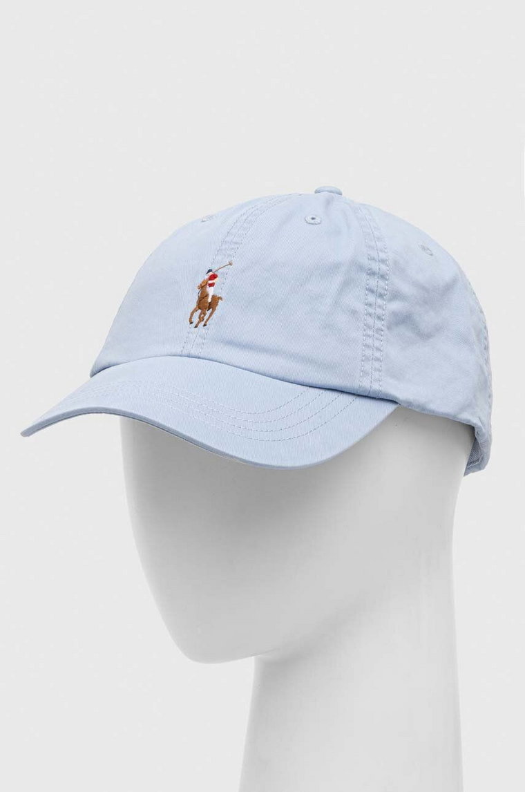 Polo Ralph Lauren czapka z daszkiem kolor niebieski gładka