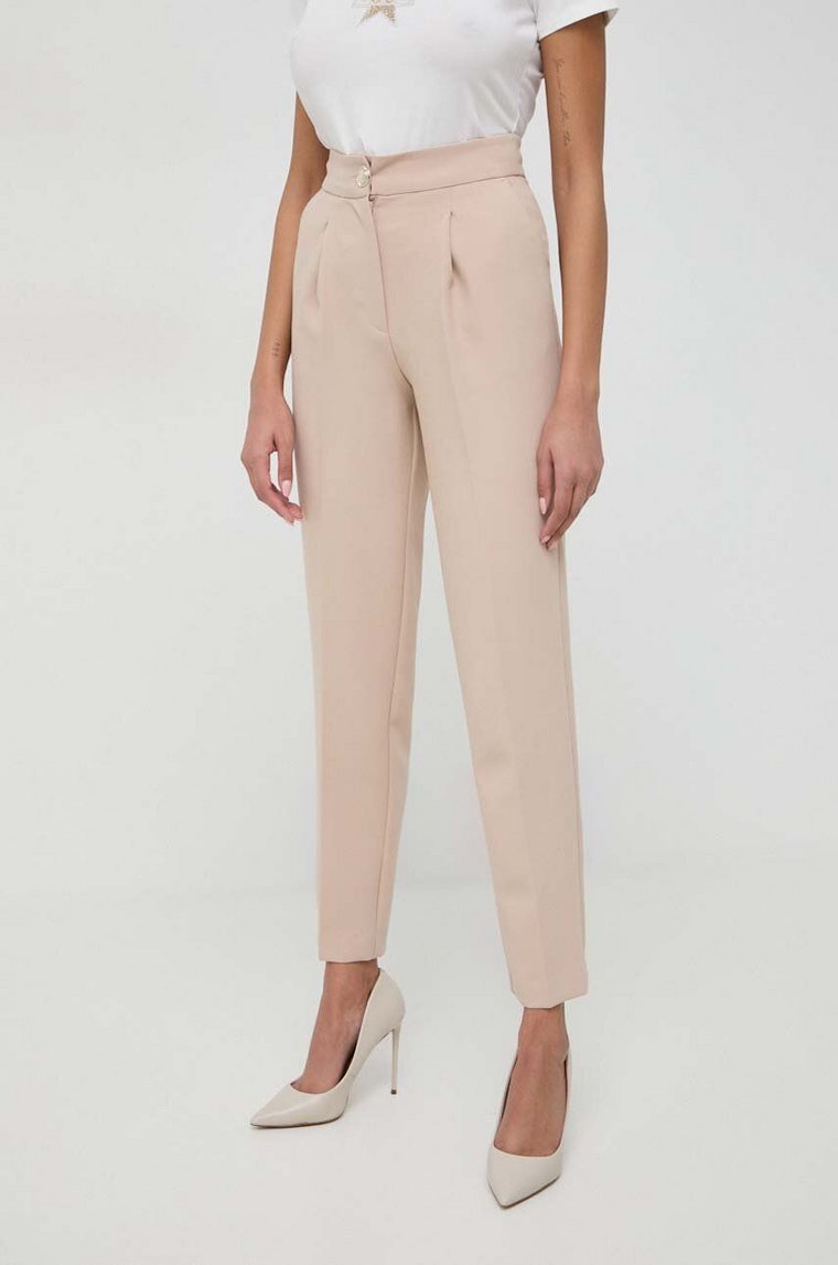 Marciano Guess spodnie PAULA damskie kolor beżowy fason cygaretki high waist 4RGB26 7046A