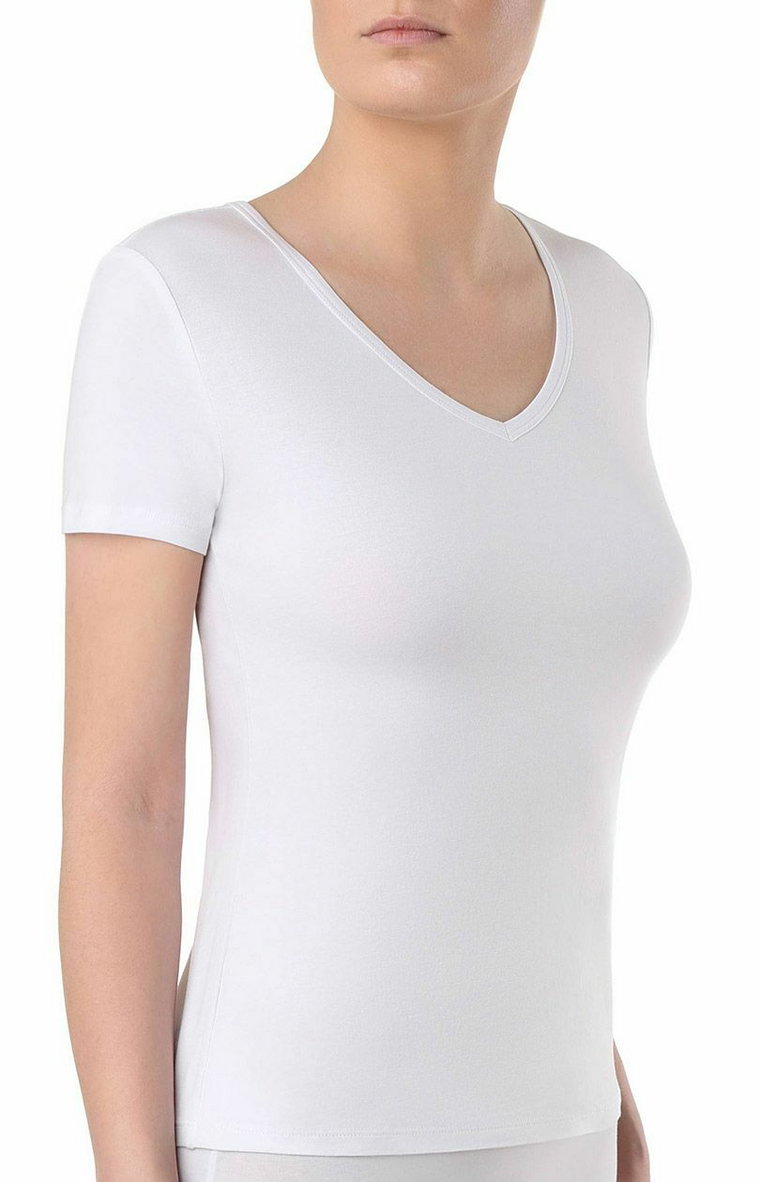 Biały t-shirt damski bawełniany podkoszulek LF 2021, Kolor biały, Rozmiar XS, Conte