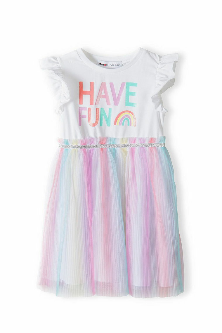 Kolorowa sukienka niemowlęca z krótkim rękawem- Have fun