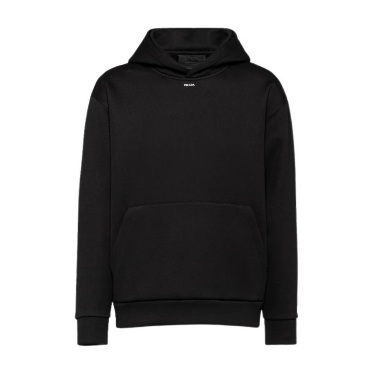 Czarny Oversize`owy Sweter z Trójkątnym Logo Prada