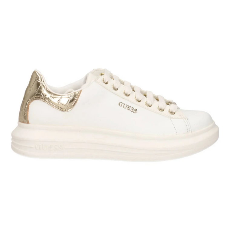 Białe/Złote Skórzane Sneakersy Vibo Guess