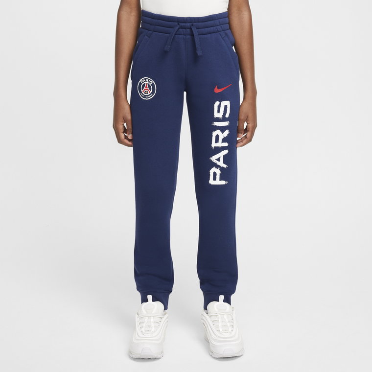 Joggery piłkarskie dla dużych dzieci (chłopców) Nike Paris Saint-Germain Club Fleece - Niebieski