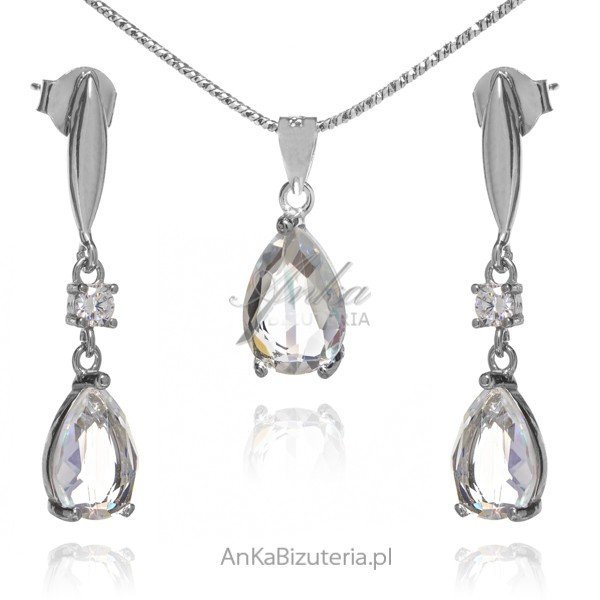 AnKa Biżuteria, Elegancka biżuteria srebrna komplet z kryształami A