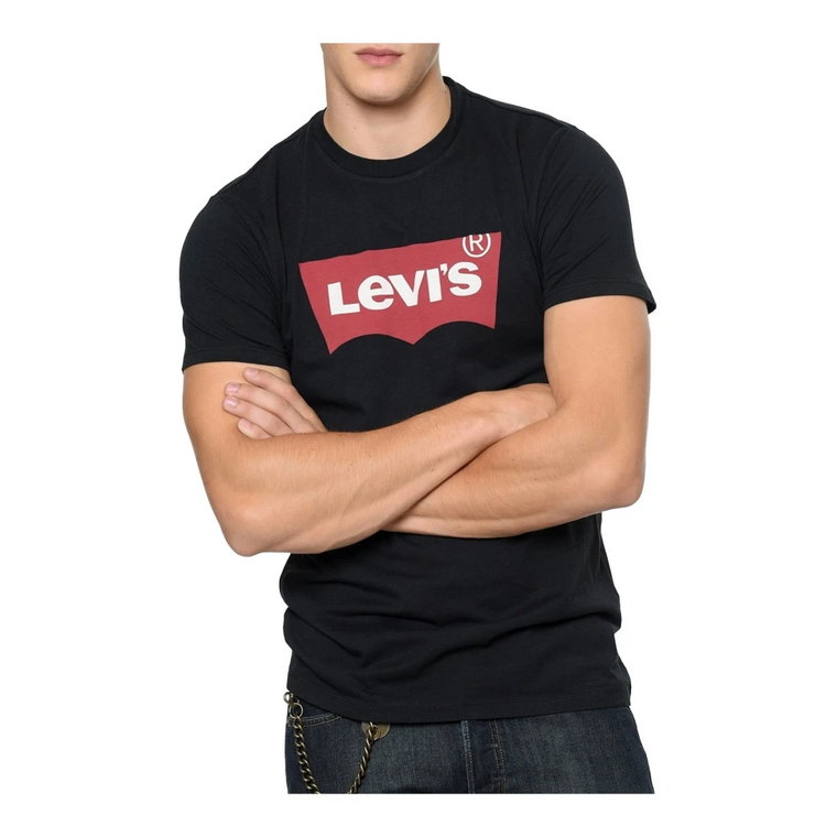 Kultowy T-Shirt z Bawełny - Czarny, Prosty Krój, Krótkie Rękawy Levi's