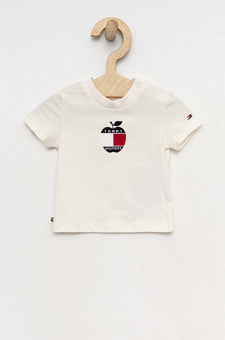 Tommy Hilfiger t-shirt niemowlęcy kolor biały z aplikacją