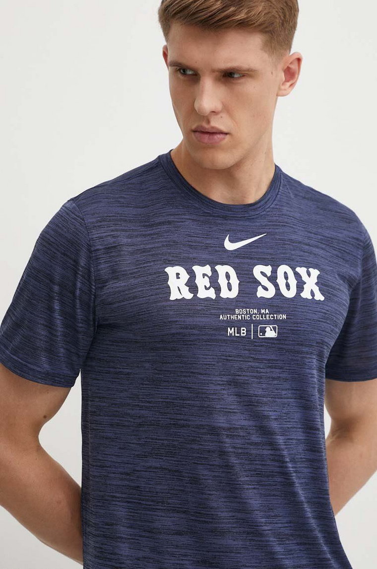 Nike t-shirt Boston Red Sox męski kolor granatowy z nadrukiem