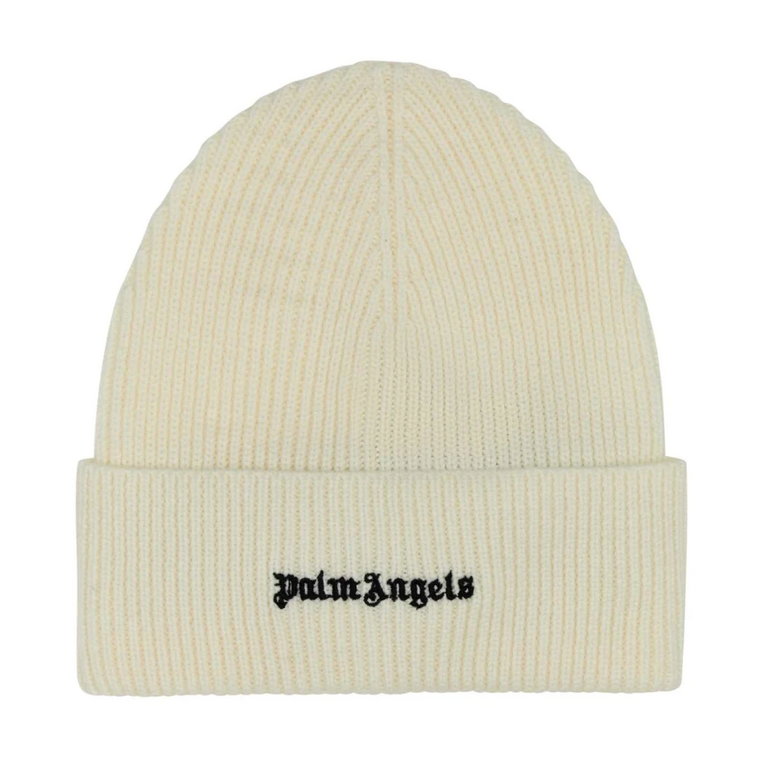 Ivory Bawełniana Czapka Beanie - Stylowa i Wygodna Palm Angels