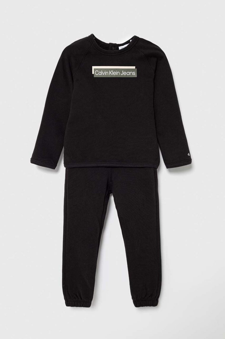 Calvin Klein Jeans dres bawełniany niemowlęcy kolor czarny