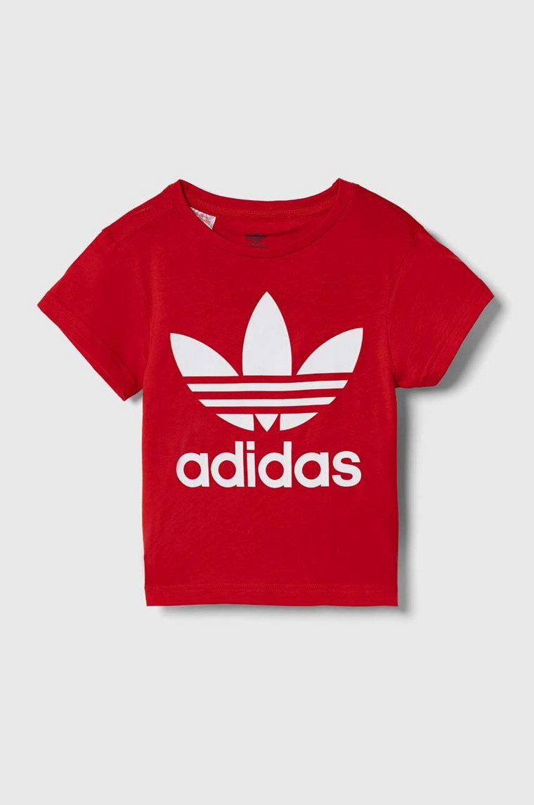 adidas Originals t-shirt bawełniany dziecięcy TREFOIL kolor czerwony z nadrukiem