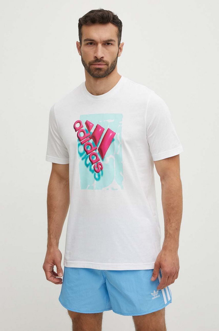adidas t-shirt bawełniany męski kolor biały z nadrukiem IR5826