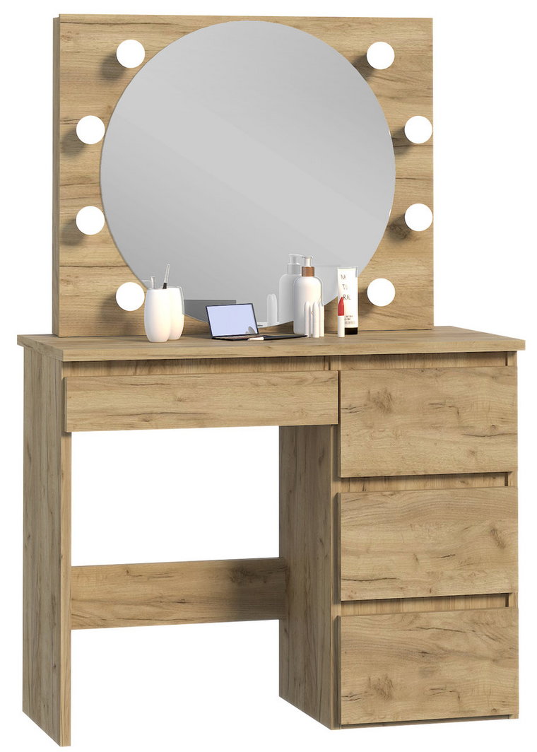 Toaletka z lustrem LED dąb craft kosmetyczna Beta 8 Led wiszące lustro