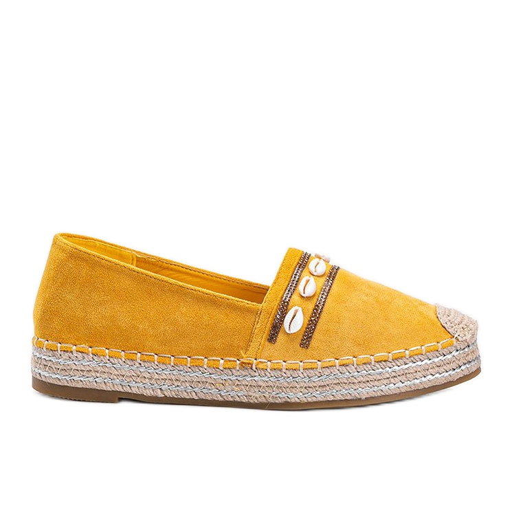 Musztardowe espadryle ozdobione muszelkami Sea Side żółte