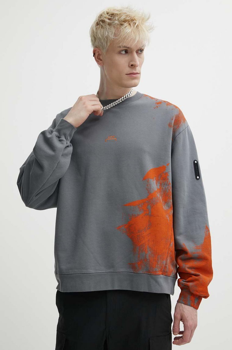 A-COLD-WALL* bluza bawełniana Brushstroke Crewneck męska kolor szary z nadrukiem ACWMW184