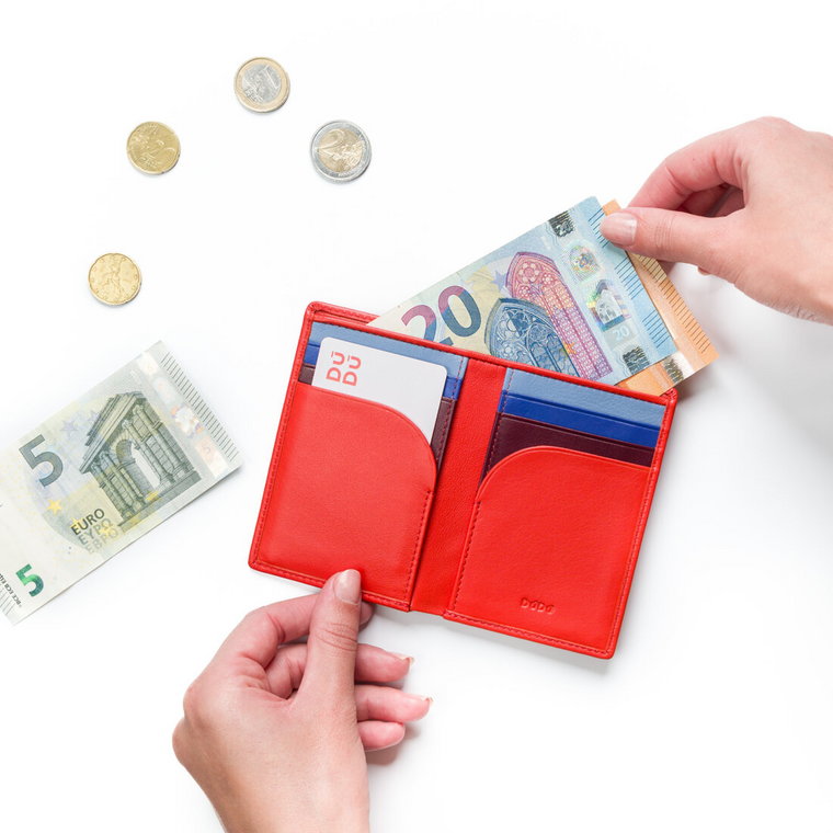 DUDU Small Slim Bifold Wallet dla mężczyzn, minimalistyczny skórzany portfel RFID z kieszenią na monety, kieszeniami na karty i schowkiem na gotówkę