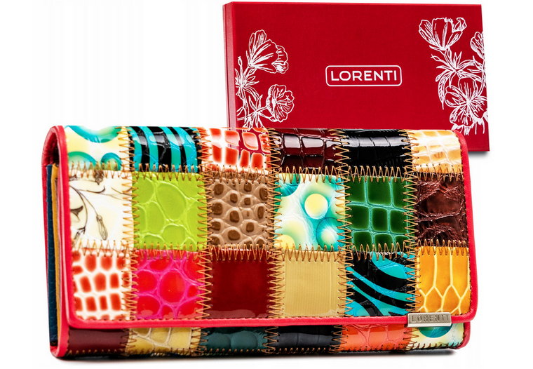 Damski skórzany portfel w patchworkowy wzór  Lorenti