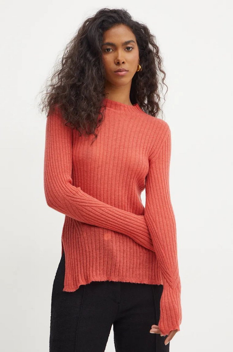 Boss Orange sweter wełniany damski kolor czerwony lekki 50519155