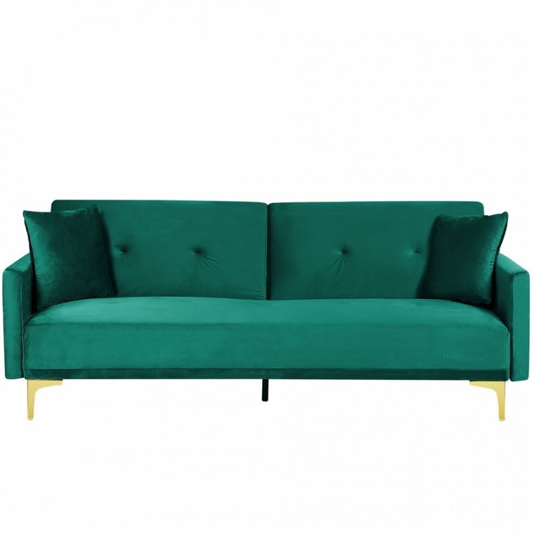 Sofa rozkładana welurowa zielona LUCAN kod: B289573