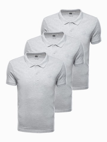 Zestaw koszulek bawełnianych polo - szare 3-pak Z28 V11 - M