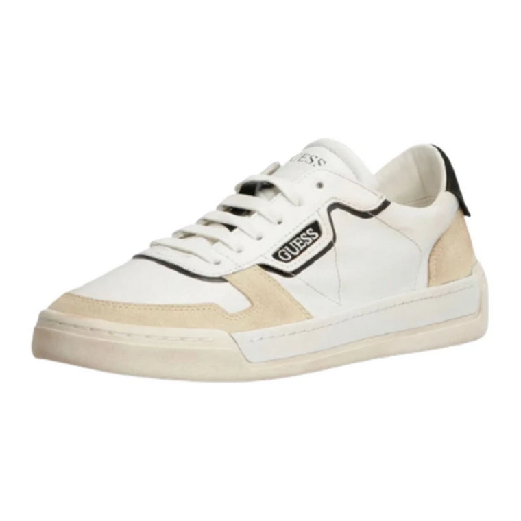 Vintage Skórzane Sneakersy w Kolorze Białym/Multikolor Guess