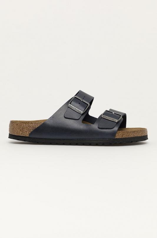 Birkenstock Klapki skórzane męskie kolor granatowy