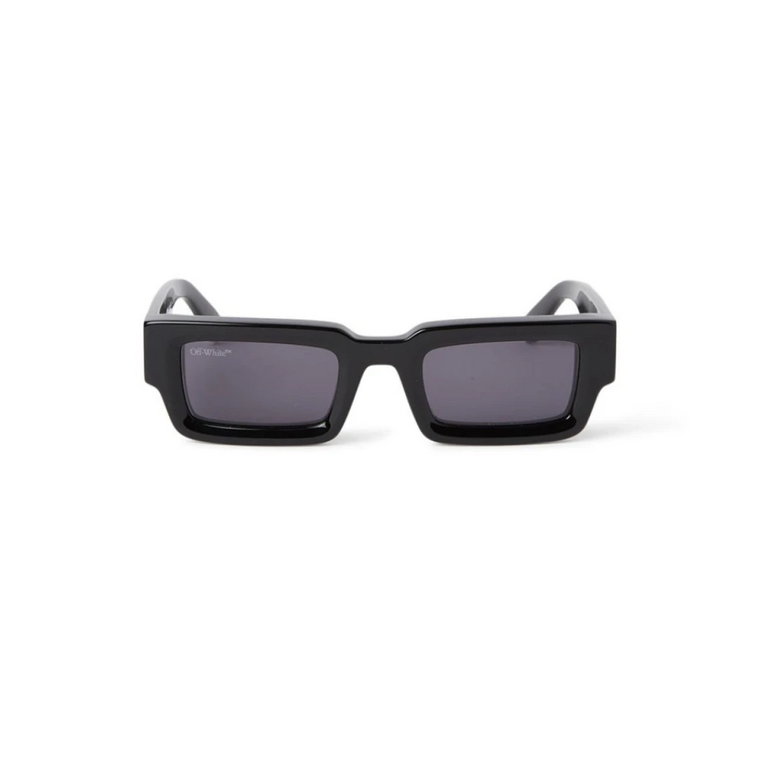 Czarne Okulary Przeciwsłoneczne w Kształcie Prostokąta z Ciemnoszarymi Soczewkami Off White