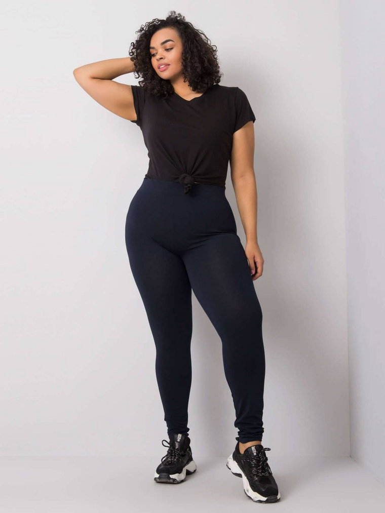 Leginsy legginsy plus size granatowy sportowy casual nogawka zwężana