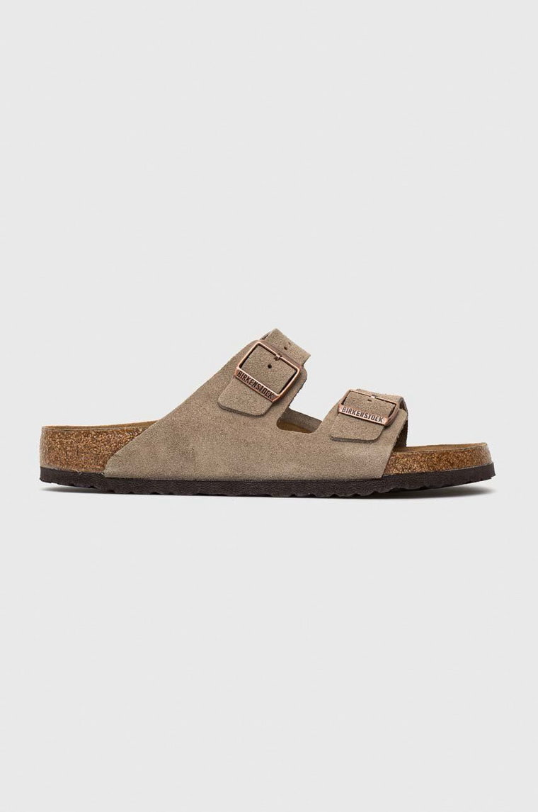 Birkenstock klapki zamszowe Arizona kolor szary 51461.TAUP