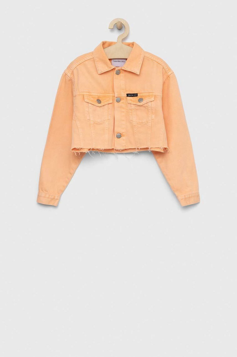 Calvin Klein Jeans kurtka jeansowa dziecięca kolor pomarańczowy
