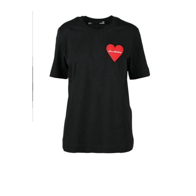 Czarna koszulka z nadrukiem dla kobiet Love Moschino