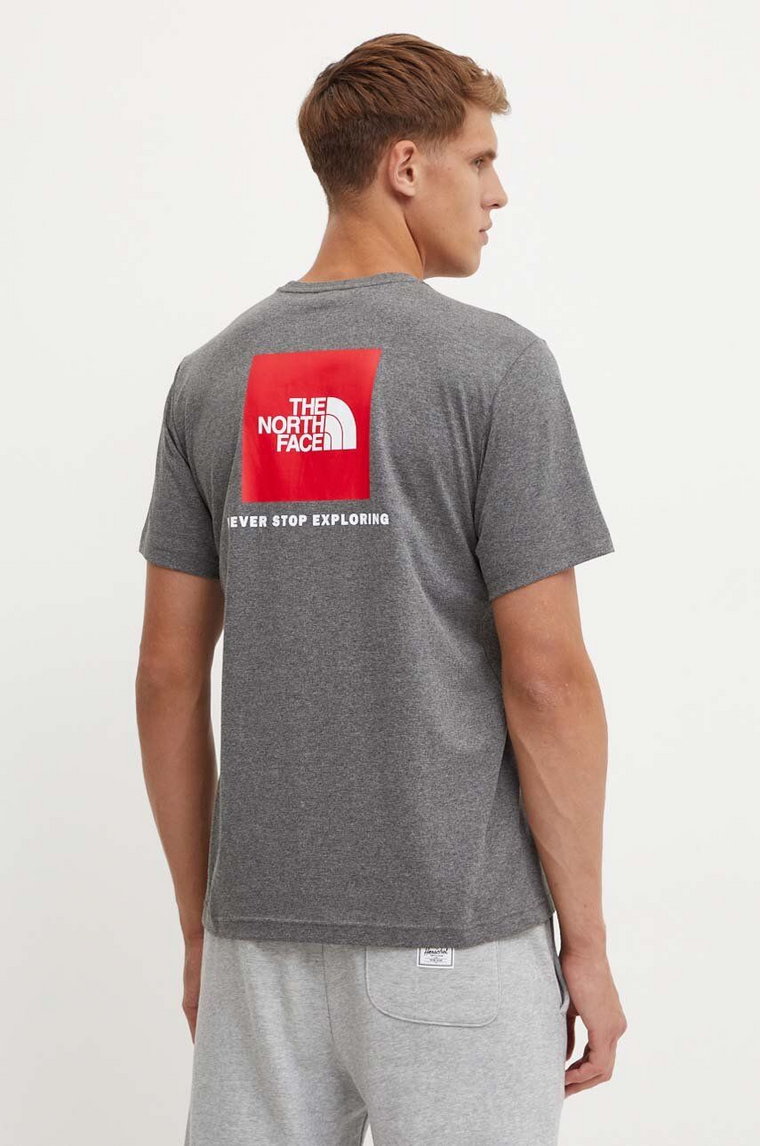 The North Face t-shirt S/S Redbox Tee męski kolor szary z nadrukiem NF0A87NPDYY1