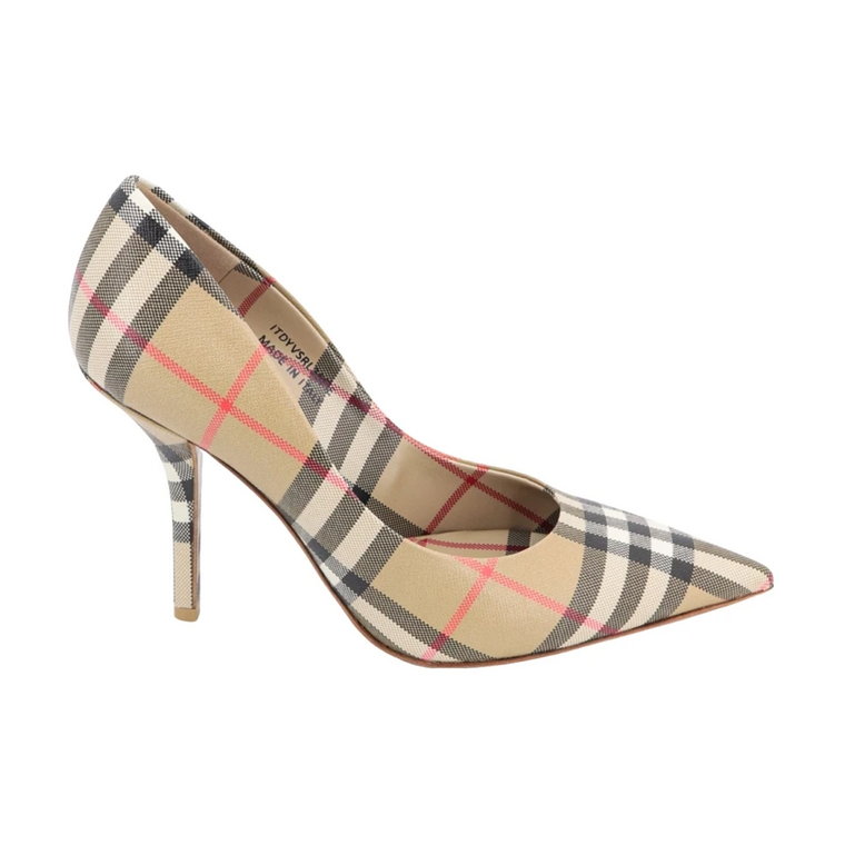 Beige Canvas Check Pumps Aw23 Burberry