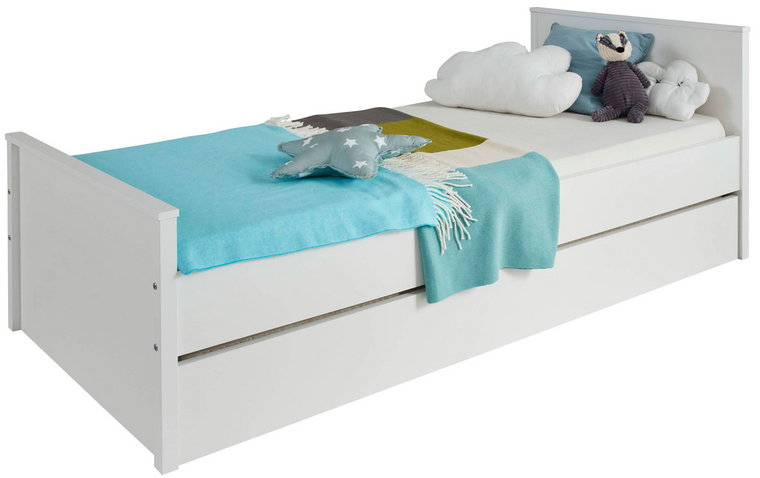 Białe podwójne łóżko z materacem - Jasaro 8X
