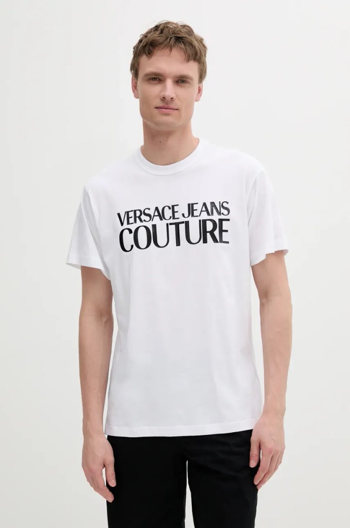 Versace Jeans Couture t-shirt bawełniany męski kolor biały z