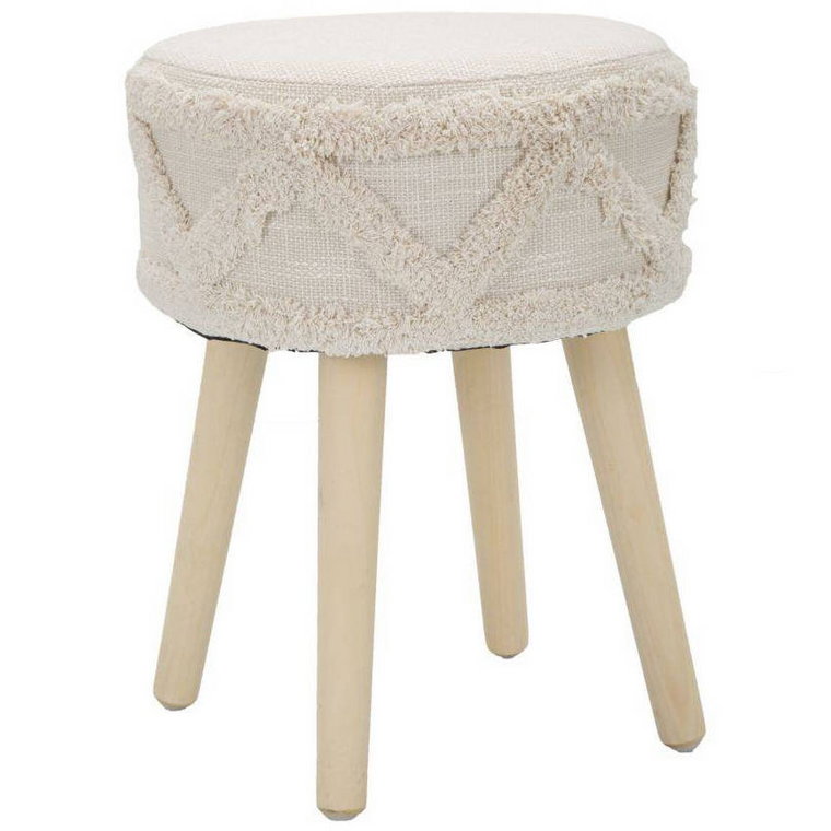 Taboret w stylu boho, drewniane nogi, Ø 32 cm